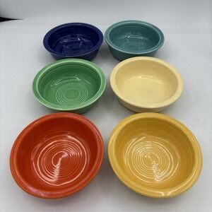 Fiesta HLC Bowls 4 3/4" Fruit Dessert Green Red Tur Blue Yel Set of 6